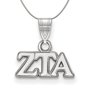 Sterling Silver Zeta Tau Alpha Small Greek Necklace - 24 Inch